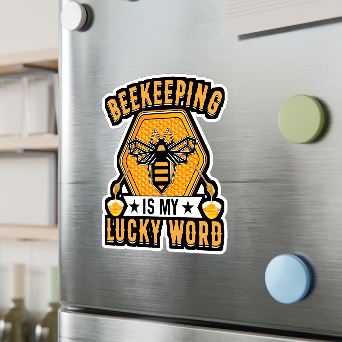 Beekeeping is my lucky word - Beekeeping Sticker for Laptop Sticker. Water Bottle Sticker, Vinyl Brood Decal - Beekeeping Gift