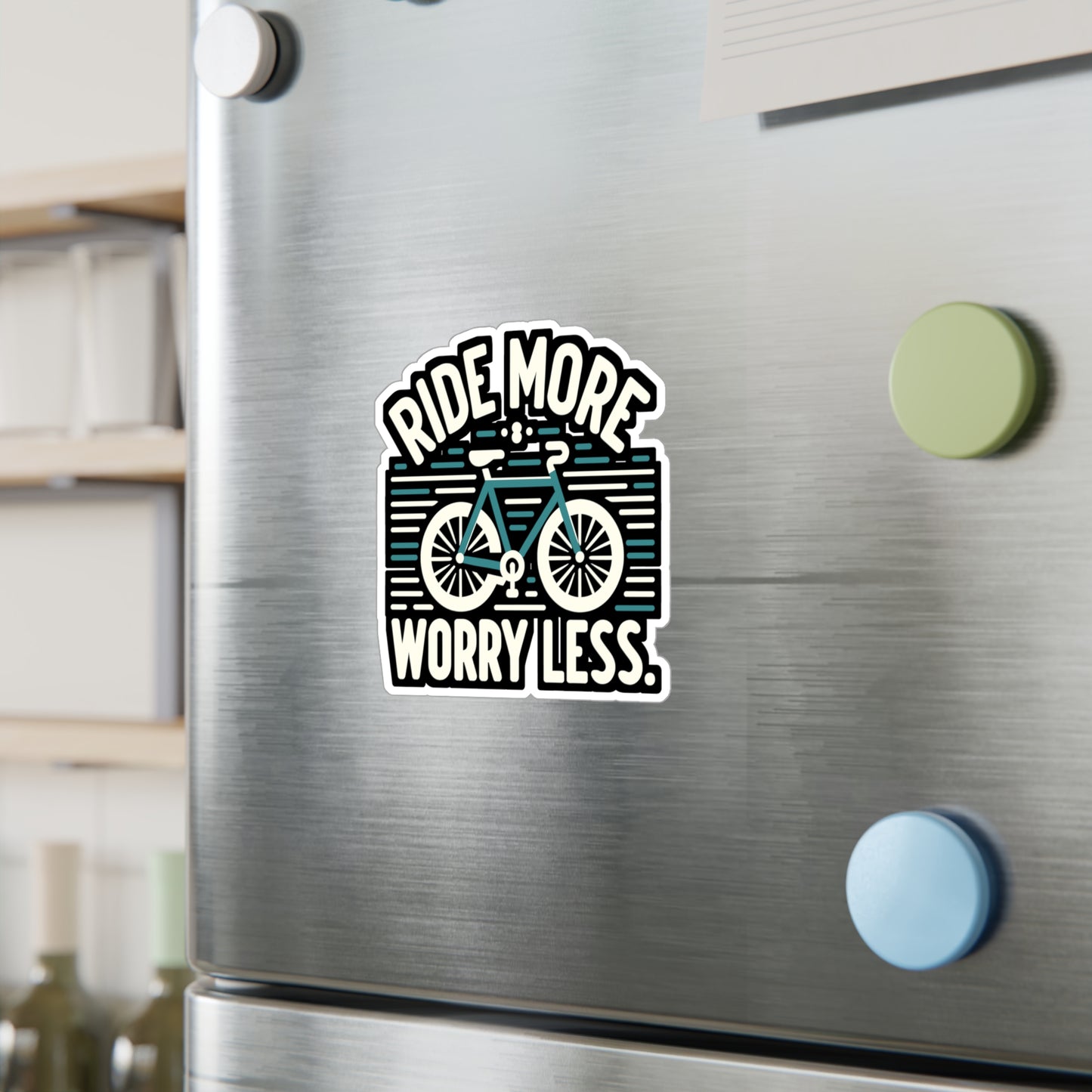 Ride more, worry less - Cycling Sticker for Wall Laptop Sticker. Water Bottle Sticker, Vinyl Cyclist Decal - Cycling Gift