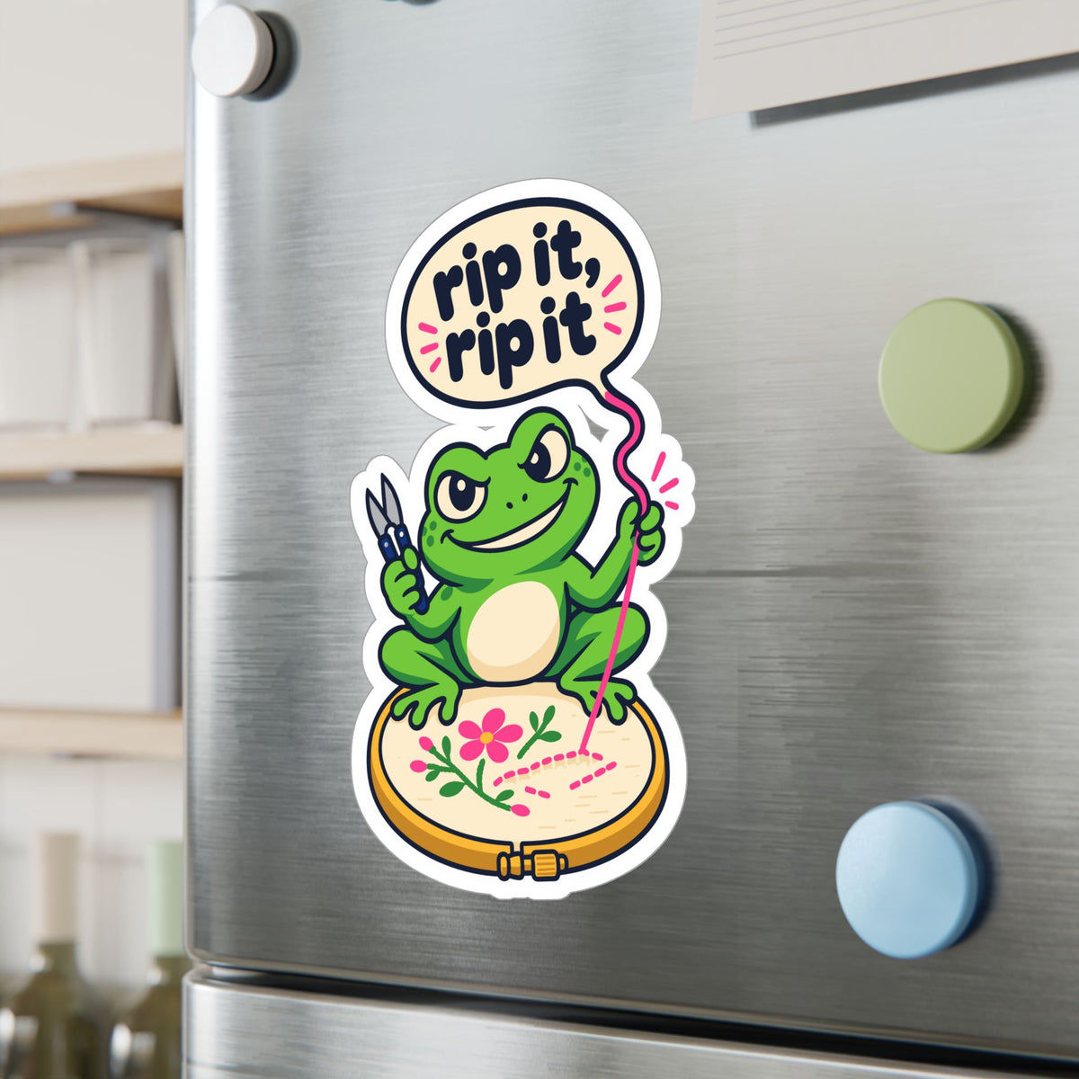 Embroidery Sticker - Rip It, Rip It Design for Needlework, Crafting and Stitching Fans, Decals for Laptop or Water Bottle