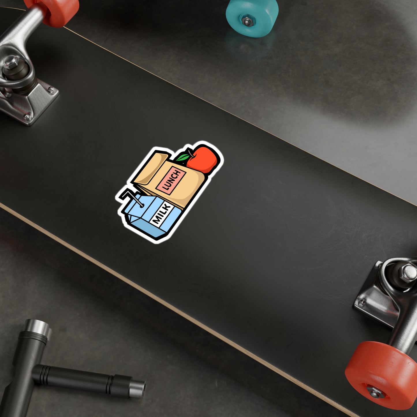 Lunch Milk Apple - Cafeteria Sticker for Laptop Sticker. Water Bottle Sticker, Vinyl Feeding Decal - Cafeteria Gift