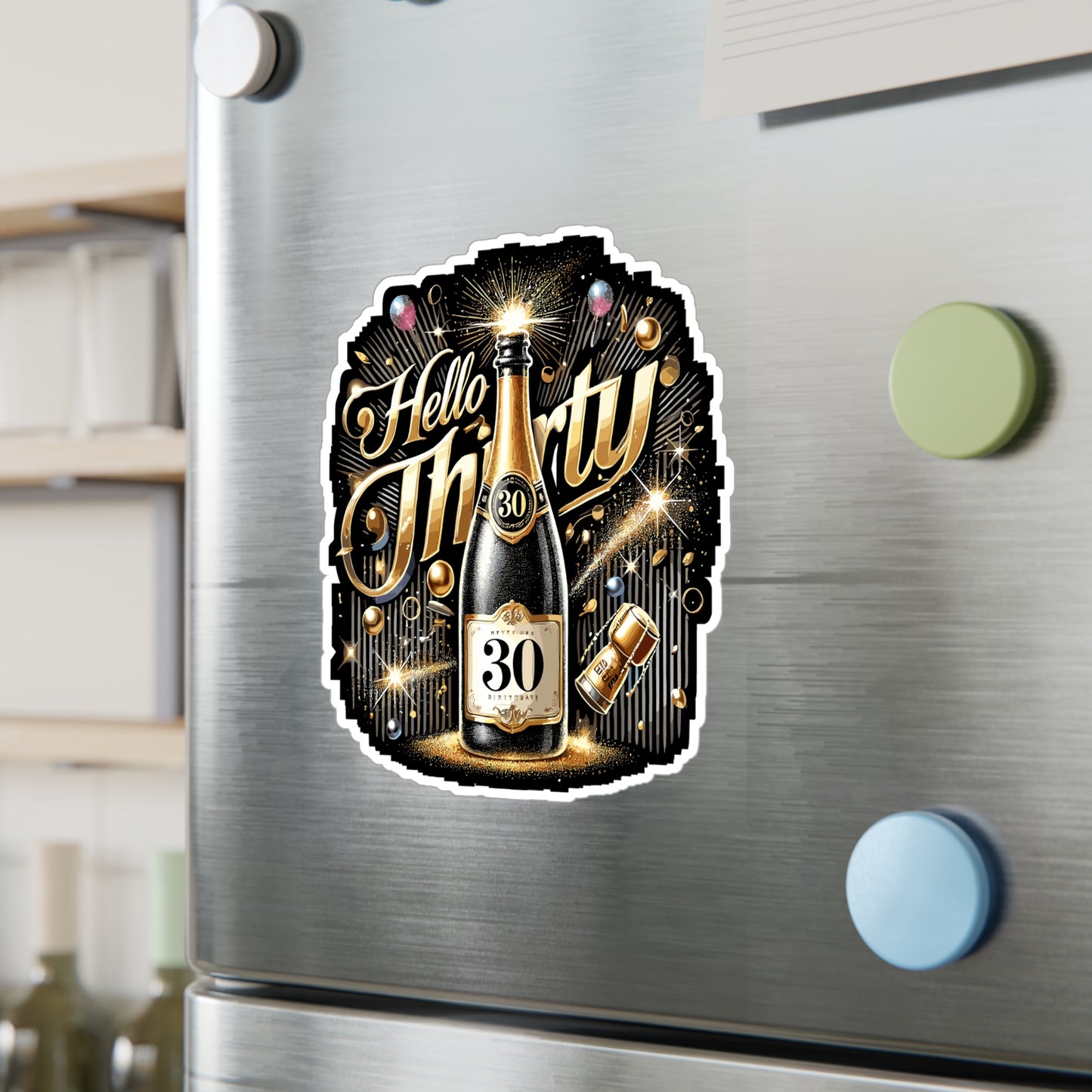 Hello Thirty - 30th birthday Sticker for Laptop Sticker. Water Bottle Sticker, Vinyl Milestone Decal - 30th birthday Gift