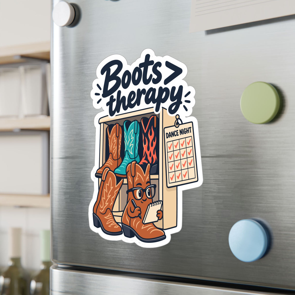 Line Dance Sticker - Boots Over Therapy for the Country-Life Dancer, Western Decals for Laptop and Water Bottle