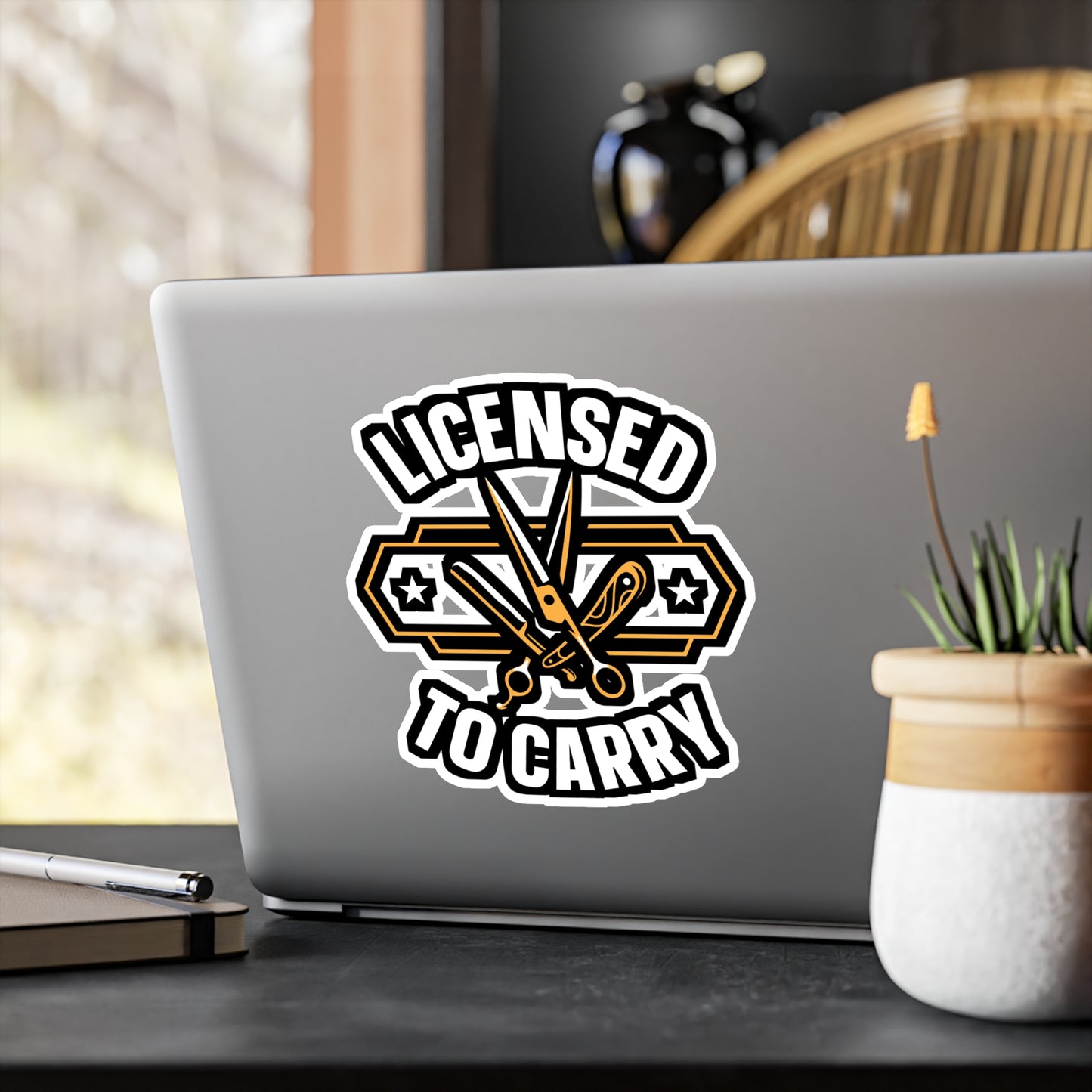 Licensed To Carry - Hairdresser Sticker for Laptop Sticker. Water Bottle Sticker, Vinyl Brushing Decal - Hairdresser Gift