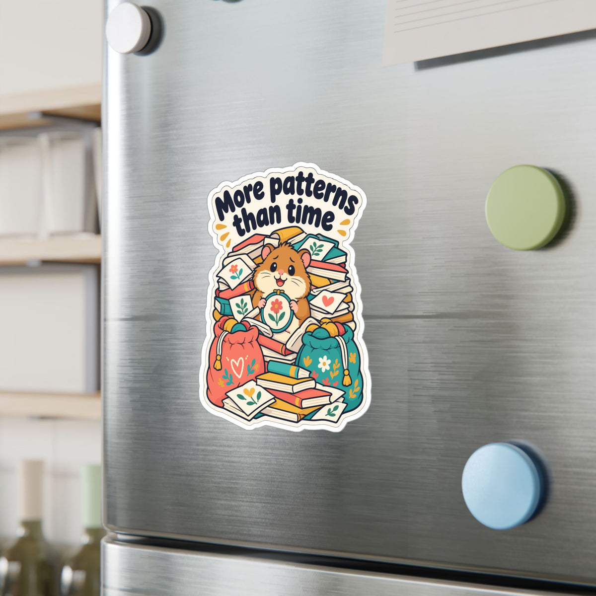 Embroidery Sticker – More Patterns Than Time – Needlework Decals for Stitching and Crafting Lovers, Laptop or Water Bottle