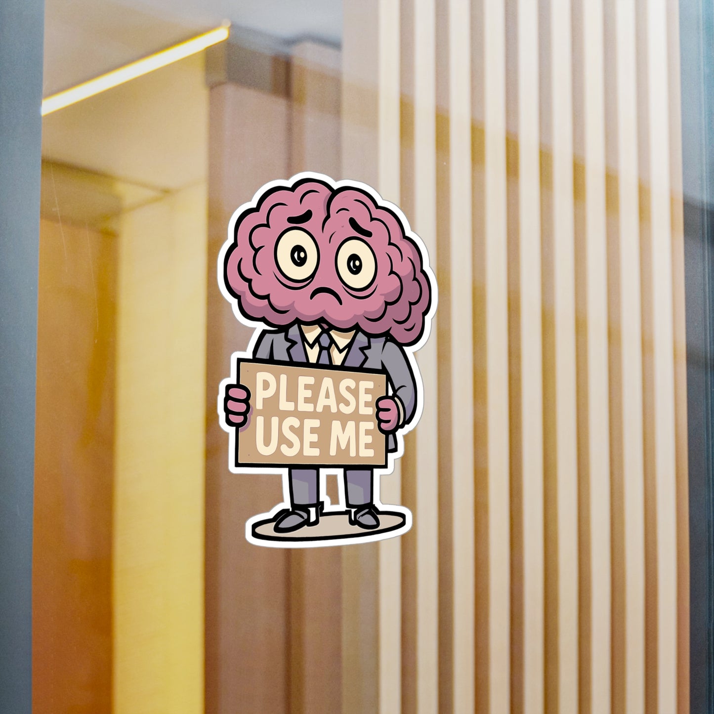 Brain Sticker – "Please Use Me" Creativity & Intelligence Decals, Waterproof Vinyl for Laptop, Water Bottle, Thinking Gift