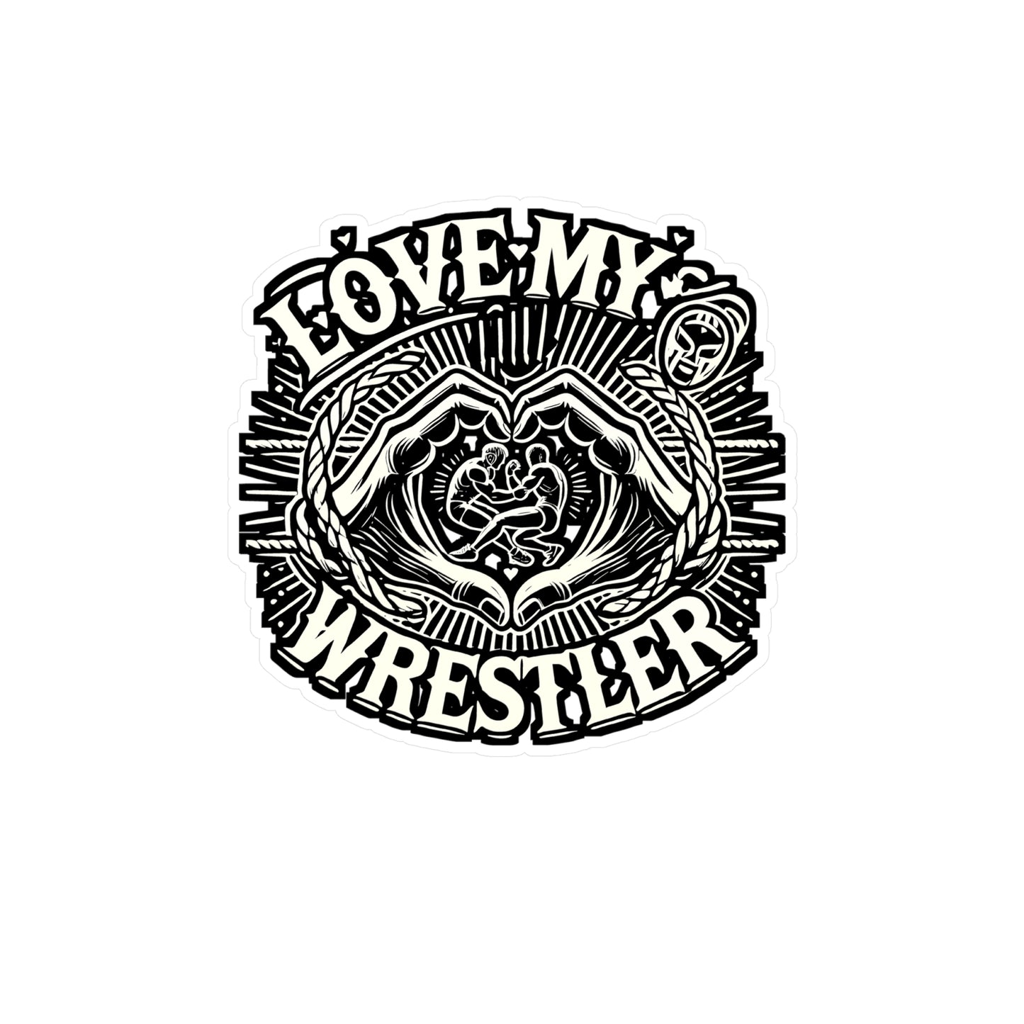 Love My Wrestler - Wrestling Sticker for Laptop Sticker. Water Bottle Sticker, Vinyl Half-nelson Decal - Wrestling Gift
