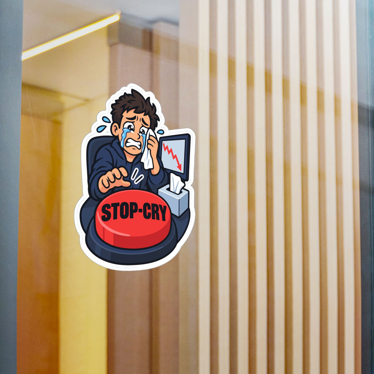 Day Trading Sticker – Stop-Cry Decals for the Stock Market and Forex Trader, for Laptop or Water Bottle