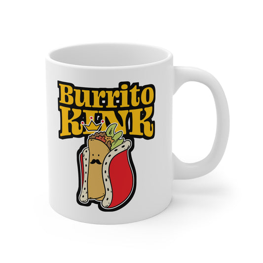 Burrito King - Burritos Mug for Coffee 11oz. Burritos Cup, White ceramic, Mexican Mug, Food Tea Cup - Burritos Gift