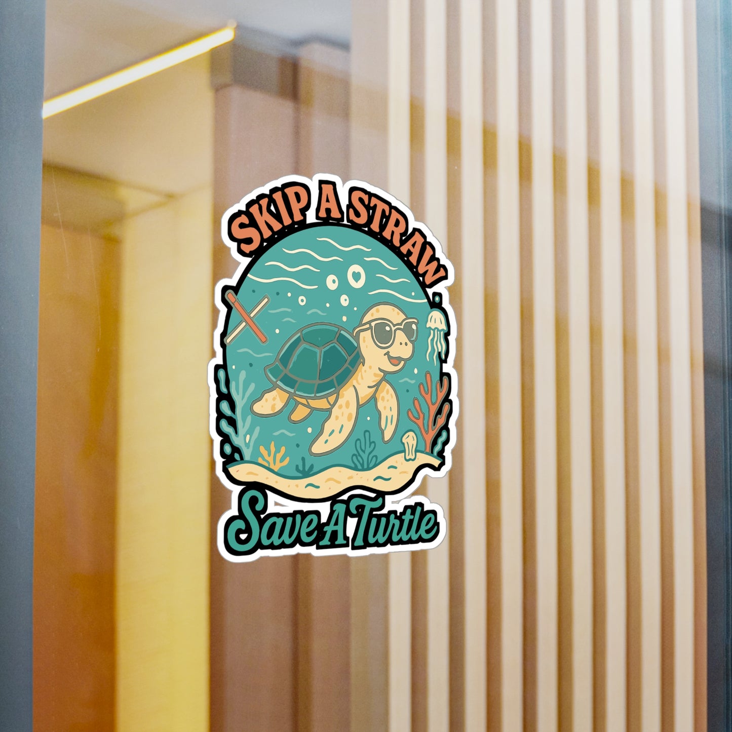Skip A Straw Save A Turtle - Turtle Sticker for Water Bottles, Laptops, Eco-Friendly Gift for Ocean Lovers