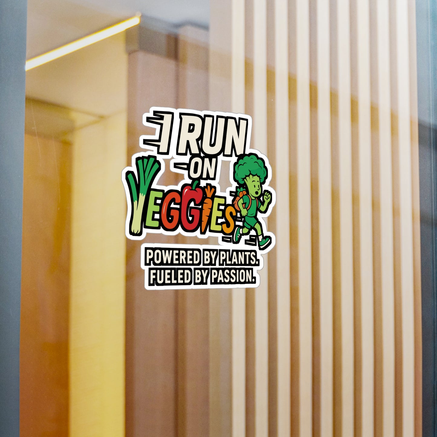 I Run On Veggies – Vegan Running Sticker for Car, Laptop, or Water Bottle | Funny Vegetarian Decal, Runner Gift