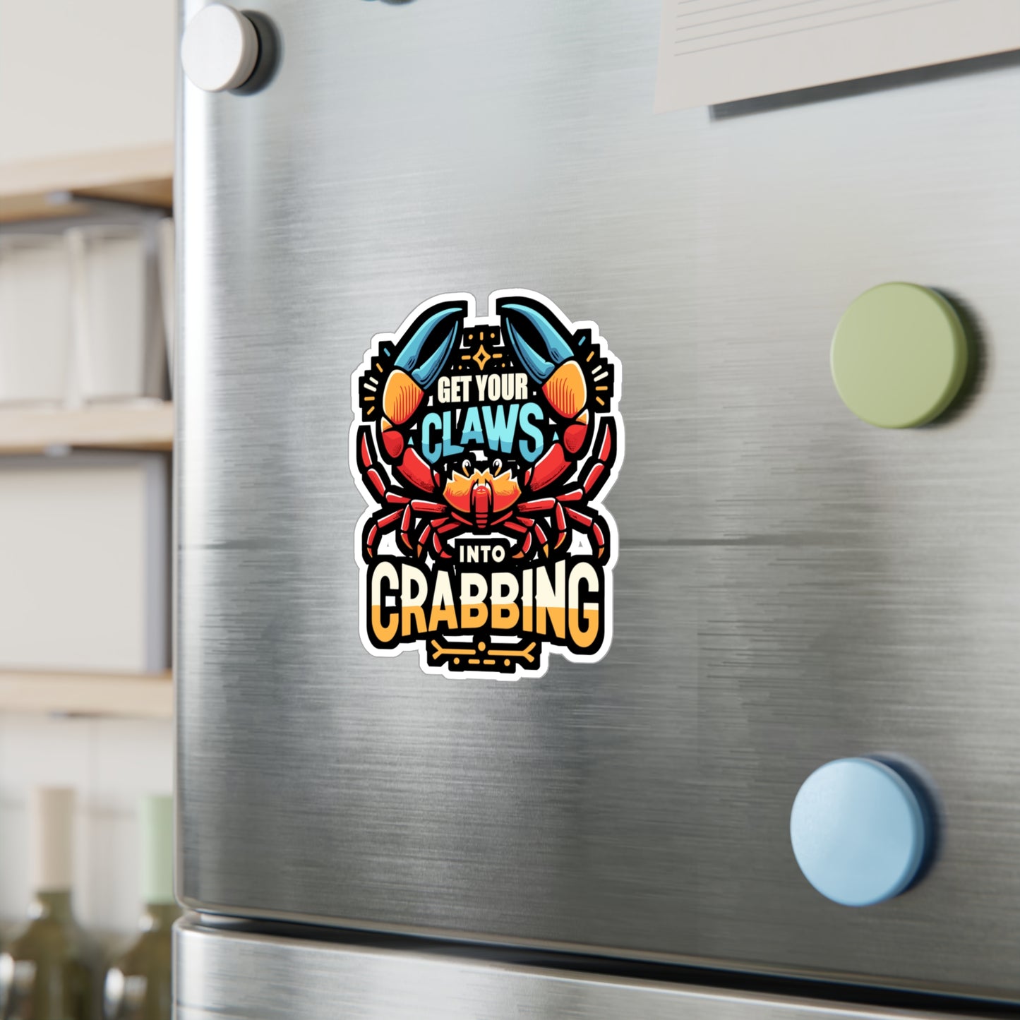 Get Your Claws Into Crabbing - Crab Sticker for Laptop Sticker. Water Bottle Sticker, Vinyl Crabbing Decal - Crab Gift