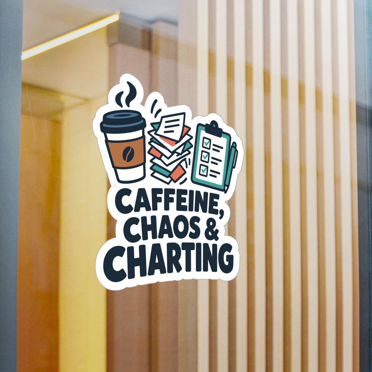 Nurse Sticker Caffeine, Chaos & Charting Decals for Laptop or Water Bottle, Waterproof Vinyl Nursing Student Gift