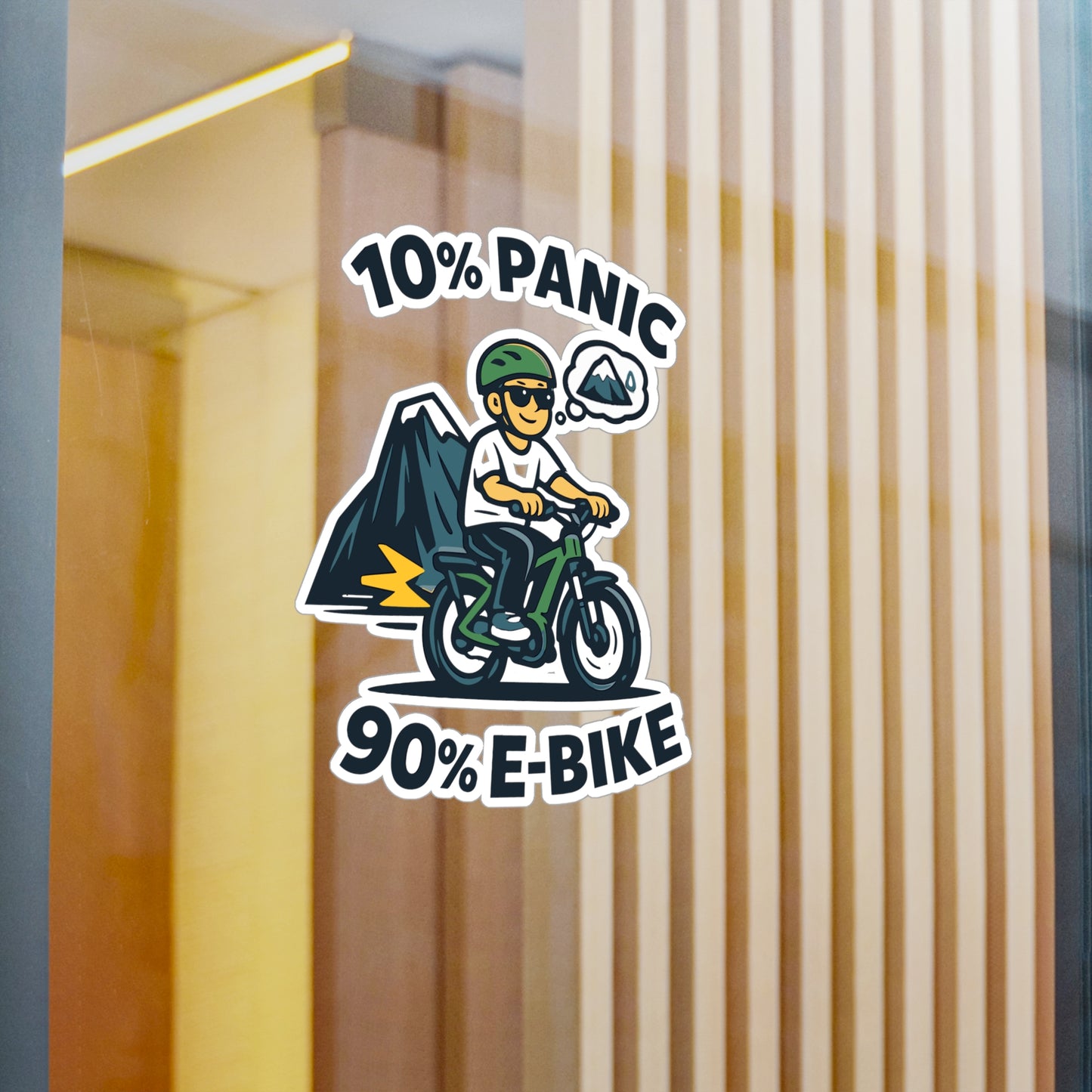 E-Bike Sticker 10% Panic Club Funny Electric Bike Decals Waterproof Vinyl for Laptop, Water Bottle, eCycling e Cyclist