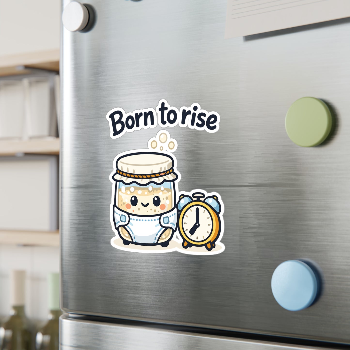 Baking Sticker Born to Rise Sourdough Baker Design – Waterproof Vinyl Decals for Laptop, Water Bottle, Fun Not Soggy