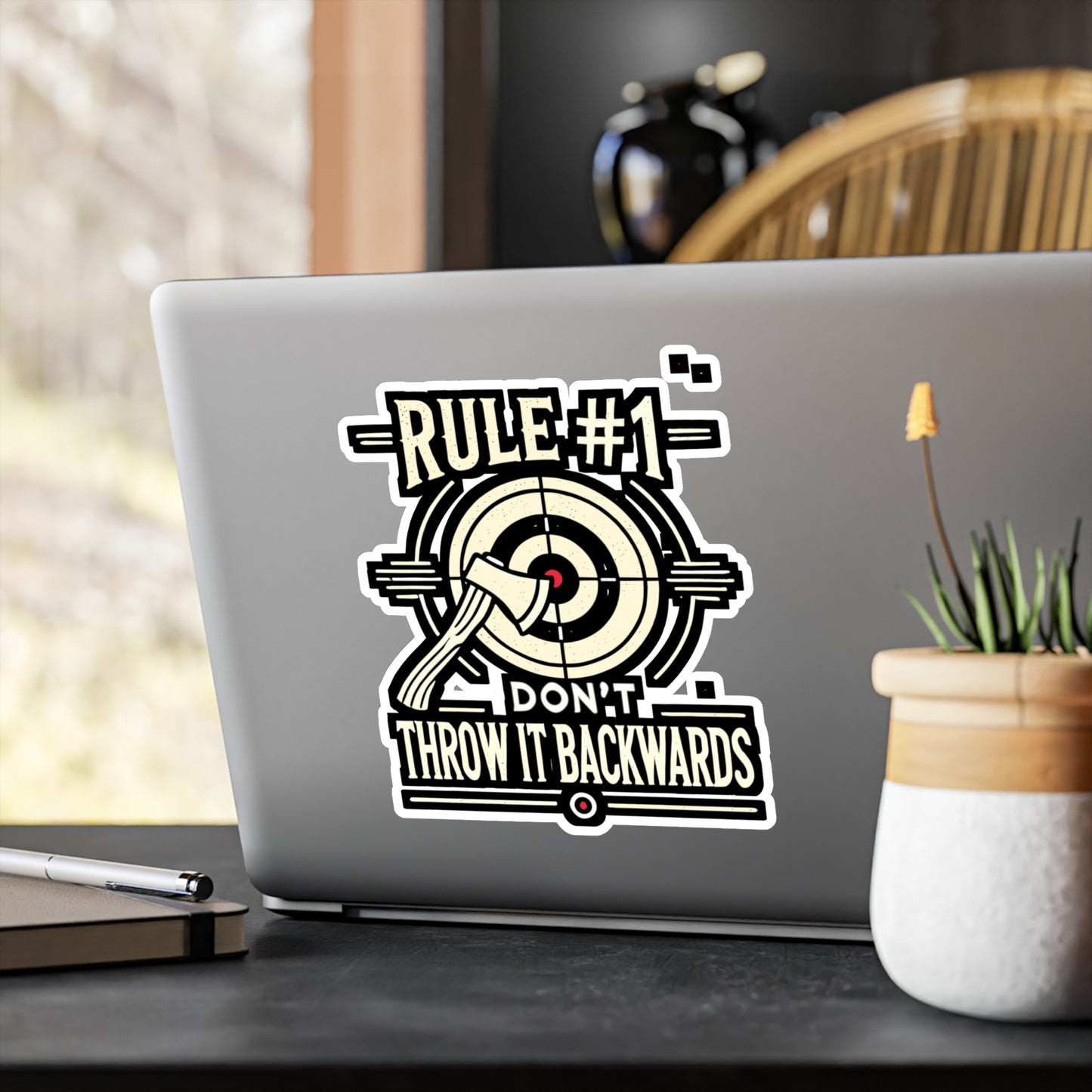 Rule #1  Don't Throw It Backwards - Axe-throwing Sticker for Laptop Sticker. Water Bottle Sticker, Vinyl Knife Decal - Axe-throwing Gift