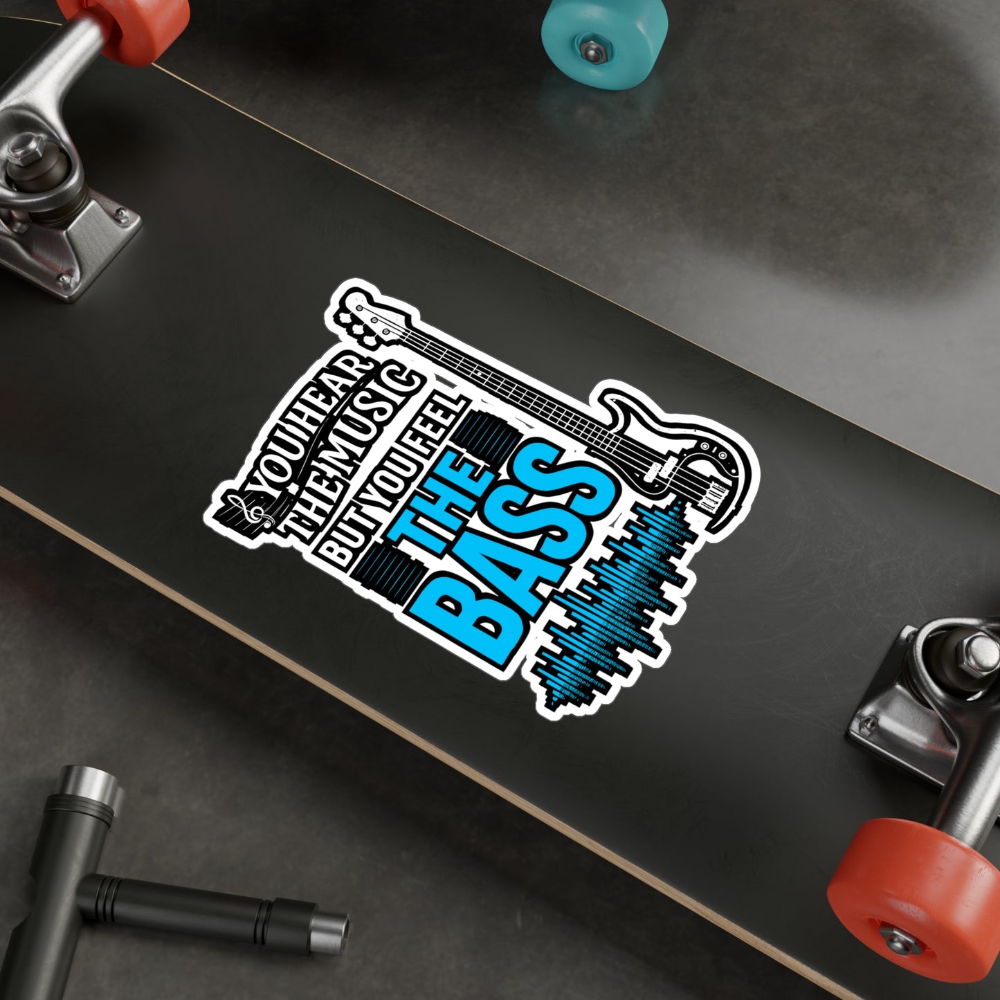 You Hear the Music but Feel the Bass – Guitar Sticker for Laptop or Water Bottle | Vinyl Bass Player Decal, Musician Gift