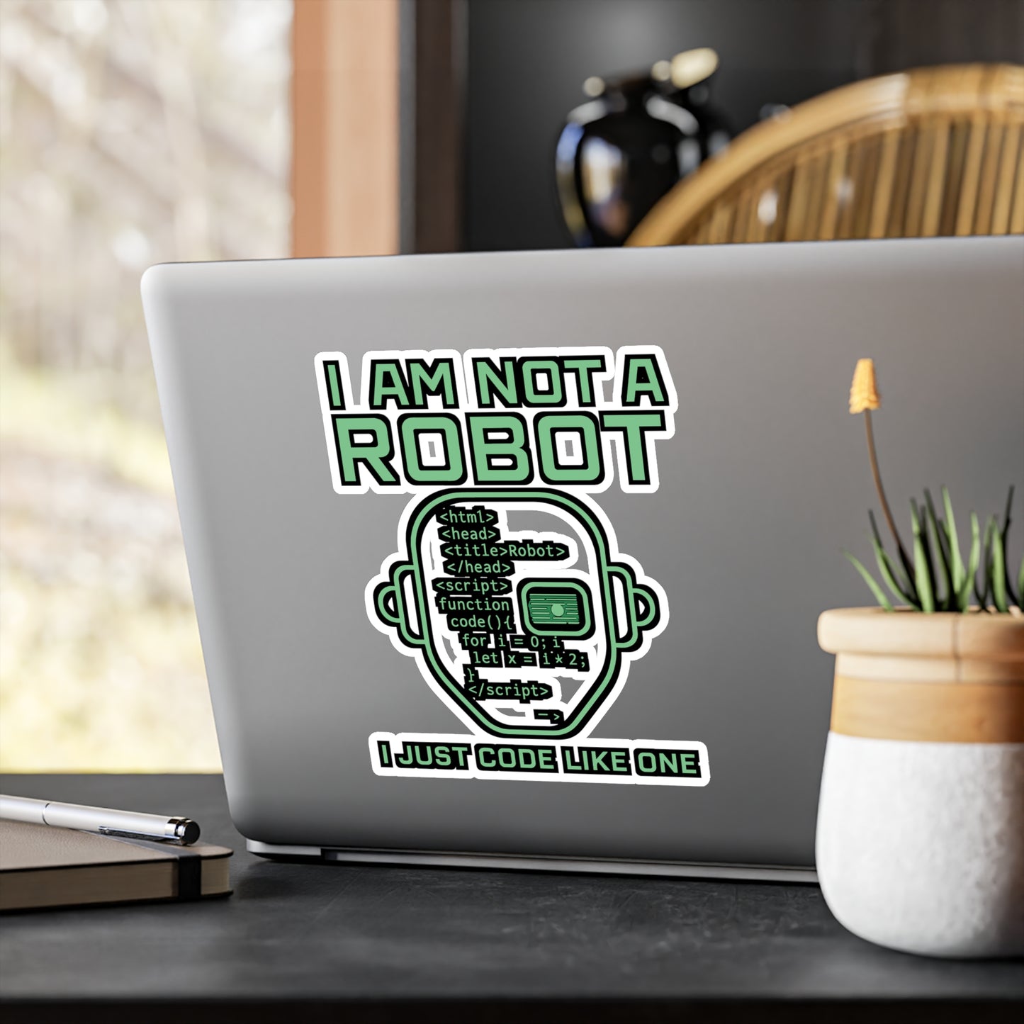 I Am Not a Robot I Just Code Like One - Coding Sticker for Laptop & Water Bottle - Gift for Programmers, Coders, Tech Lovers