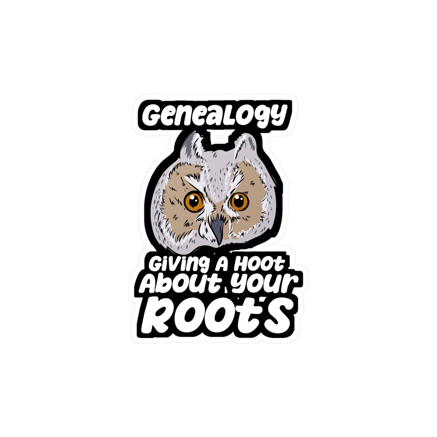 Genealogy Giving A Hoot About Your Roots - Genealogist Sticker for Laptop Sticker. Water Bottle Sticker, Vinyl Genealogy Decal - Genealogist Gift