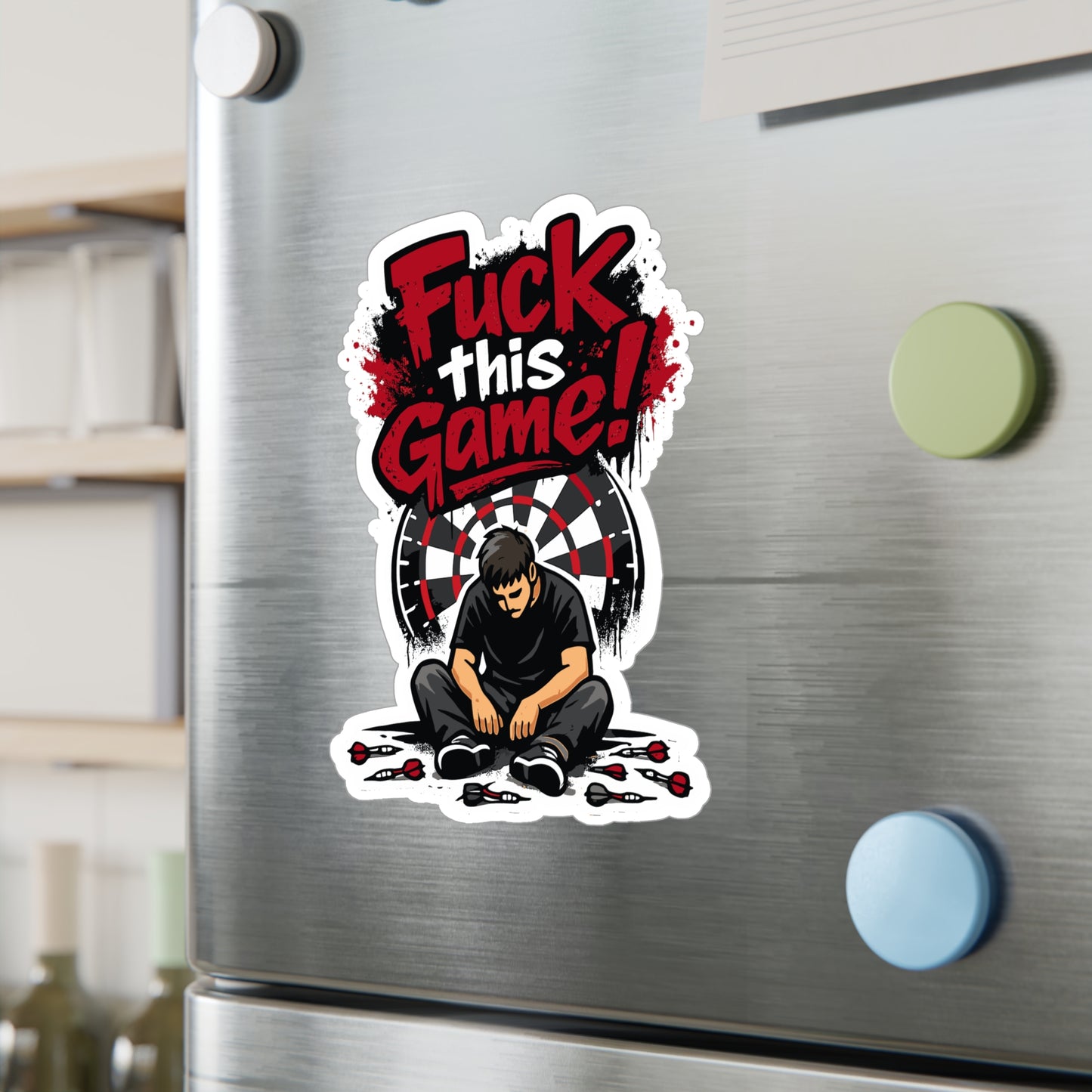 Dart Sticker "Fuck this game!" Funny Dartboard Drinking Team Vinyl Sticker Decals Waterproof for Laptop Water Bottle