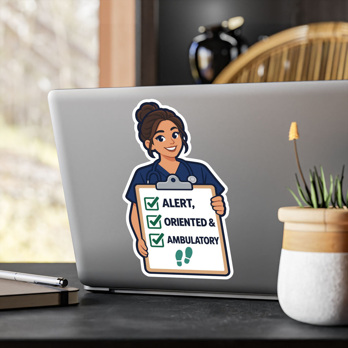 Nurse Sticker – Alert, Oriented & Ambulatory Nursing Student Vinyl Decals for Laptop and Water Bottle