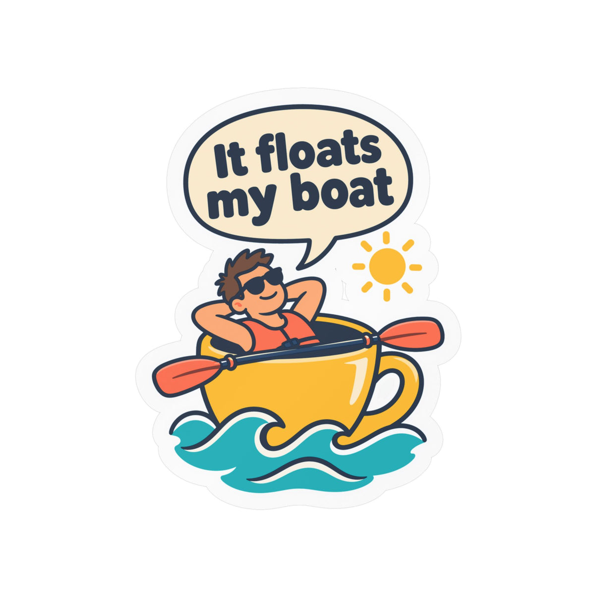 Kayak Sticker – It Floats My Boat Design for Kayaking and Rowing Fans, Kayaker Decals for Laptop or Water Bottle