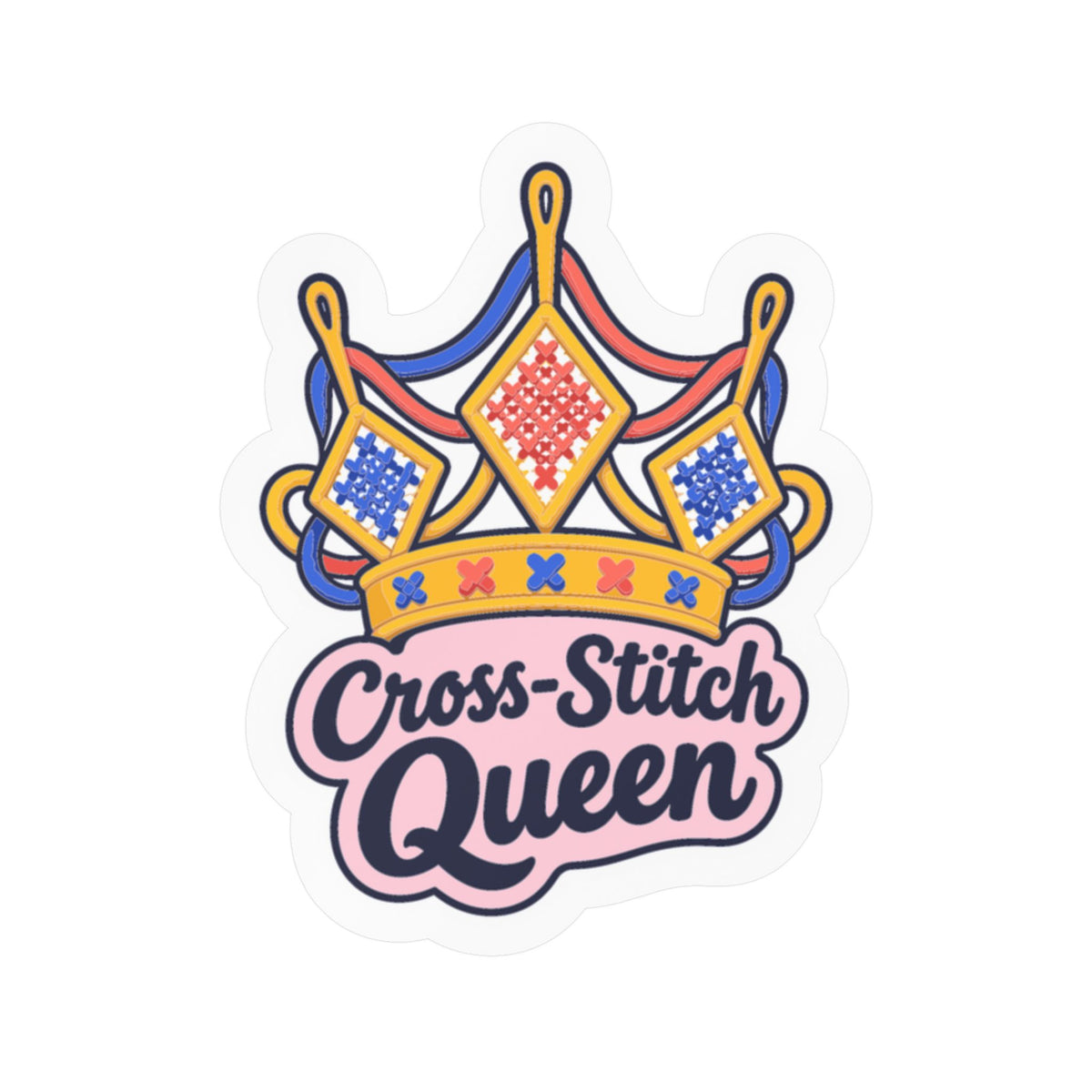 Embroidery Sticker - Cross-Stitch Queen Decals for Crafting, Needlework and Stitching Fans, Laptop and Water Bottle