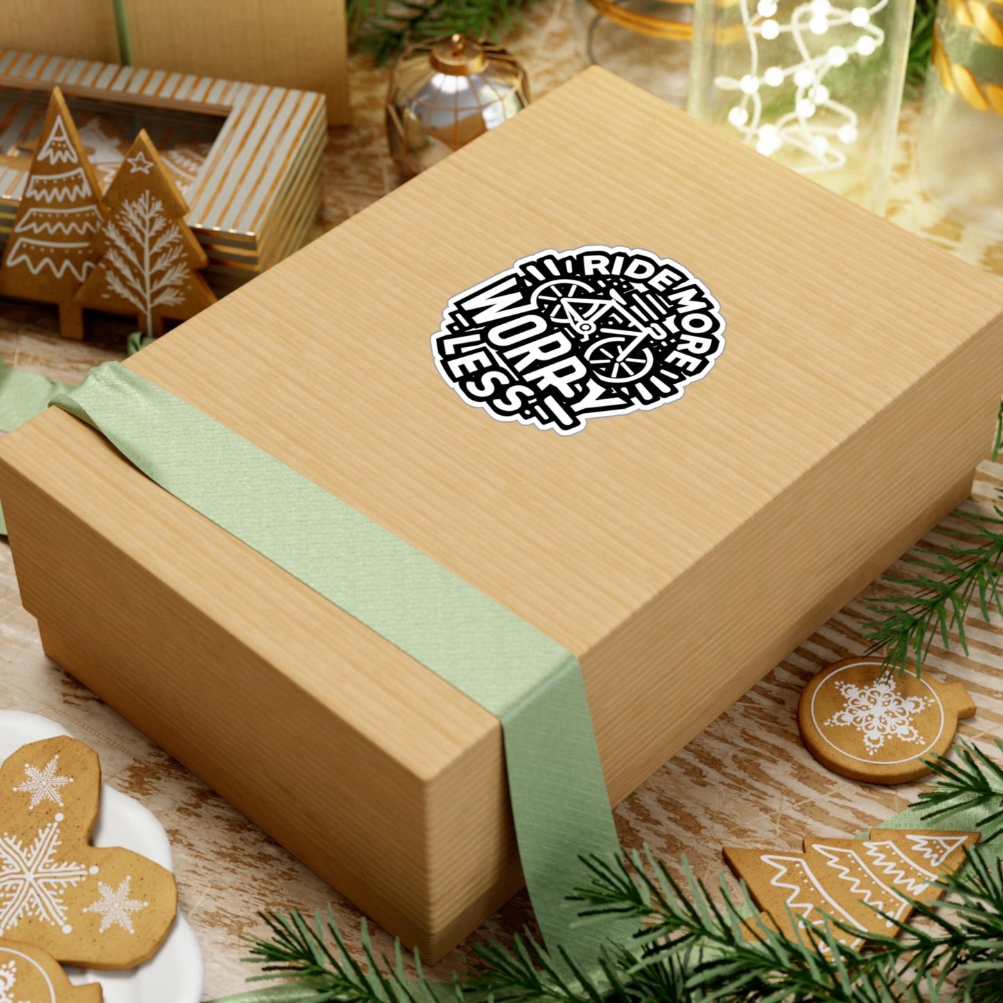 Ride more, worry less  - Cycling Sticker for Car Laptop Sticker. Water Bottle Sticker, Vinyl Cyclist Decal - Cycling Gift