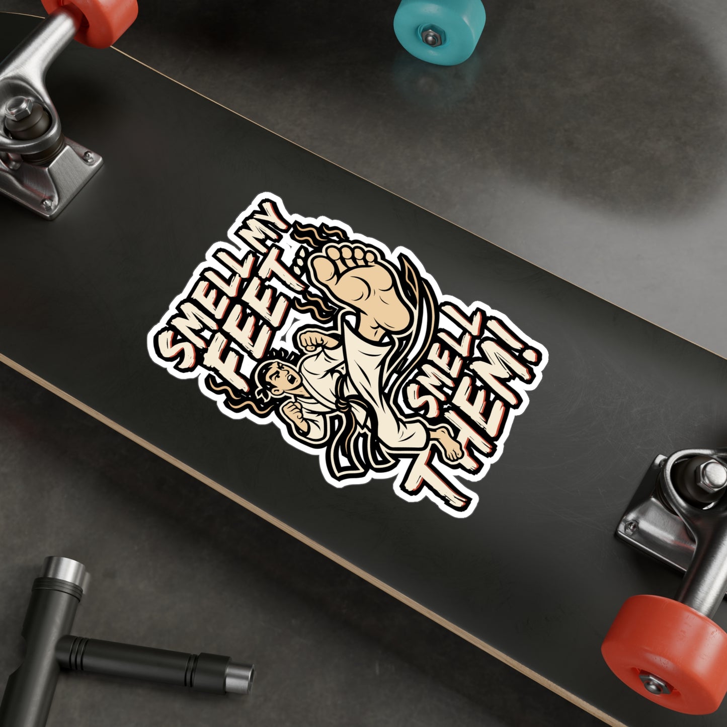 Smell My Feet Smell Them – Karate Sticker for Laptop or Water Bottle | Funny Martial Arts, Taekwondo, Dojo, Black Belt Gift