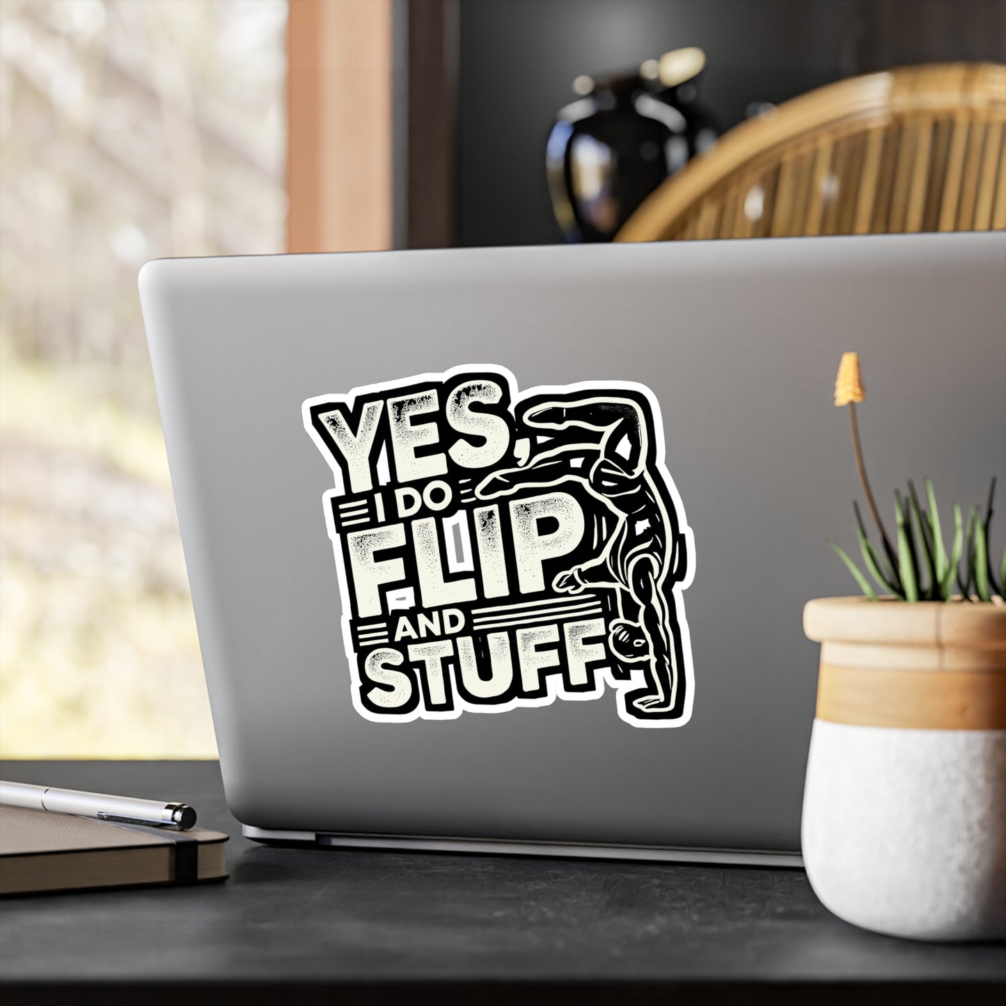 Yes I Do Flip And Stuff - Gymnastics Sticker for Laptop Sticker. Water Bottle Sticker, Vinyl Flipping Decal - Gymnastics Gift