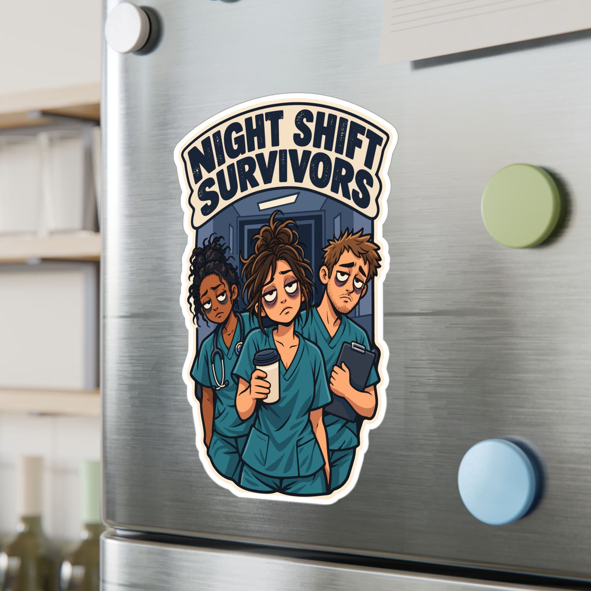 Nurse Sticker – Night Shift Survivors Waterproof Vinyl Decals for Laptop, Water Bottle, Nursing Student Gift, Nursing School Degree