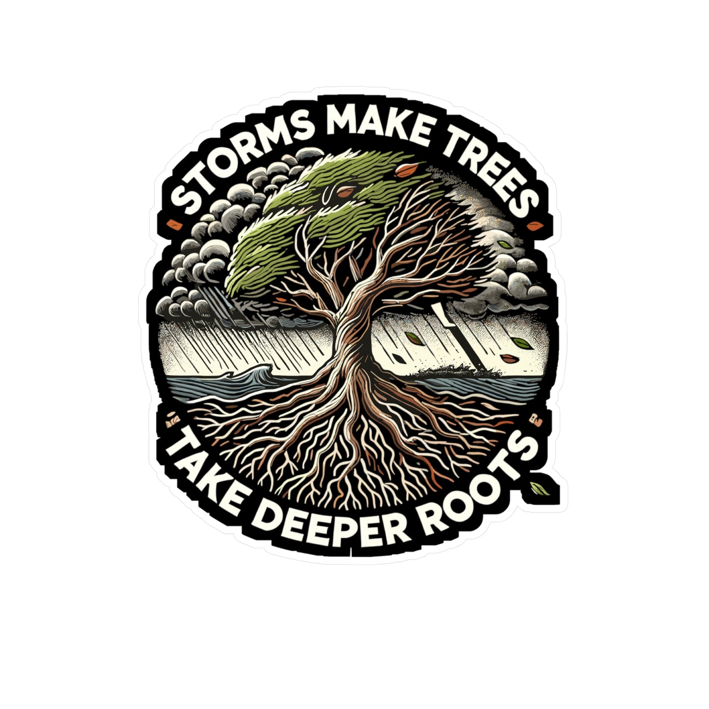 Storms Make Trees Take Deeper Roots - Resilience Sticker for Laptop Sticker. Water Bottle Sticker, Vinyl Strength Decal - Resilience Gift