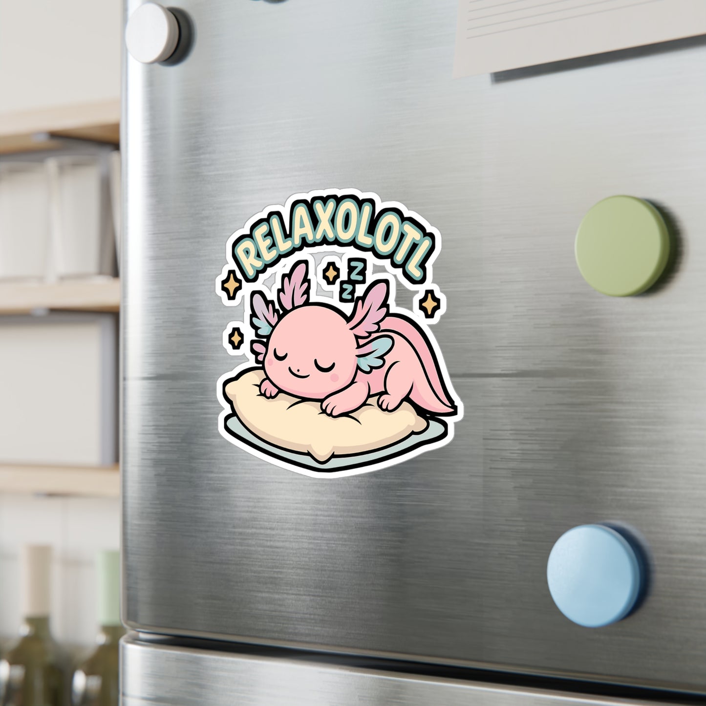 Axolotl Sticker – Relaxolotl Cute Cartoon Decal for Laptop or Water Bottle, Relaxation Vinyl Waterproof Stickers for Kids & Adults