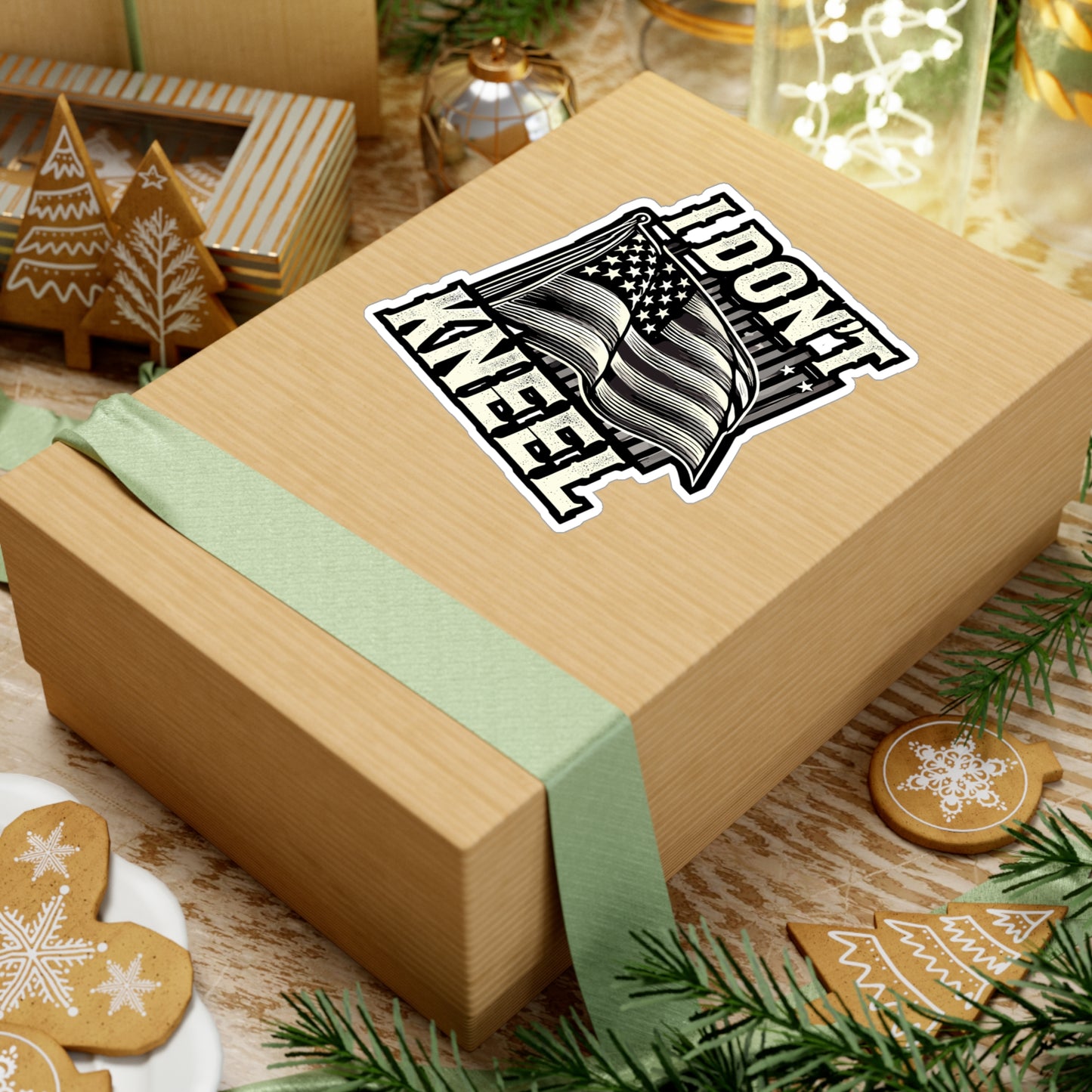 I Don’t Kneel - Patriotic Sticker for Laptop Sticker. Water Bottle Sticker, Vinyl American flag Decal - Patriotic Gift