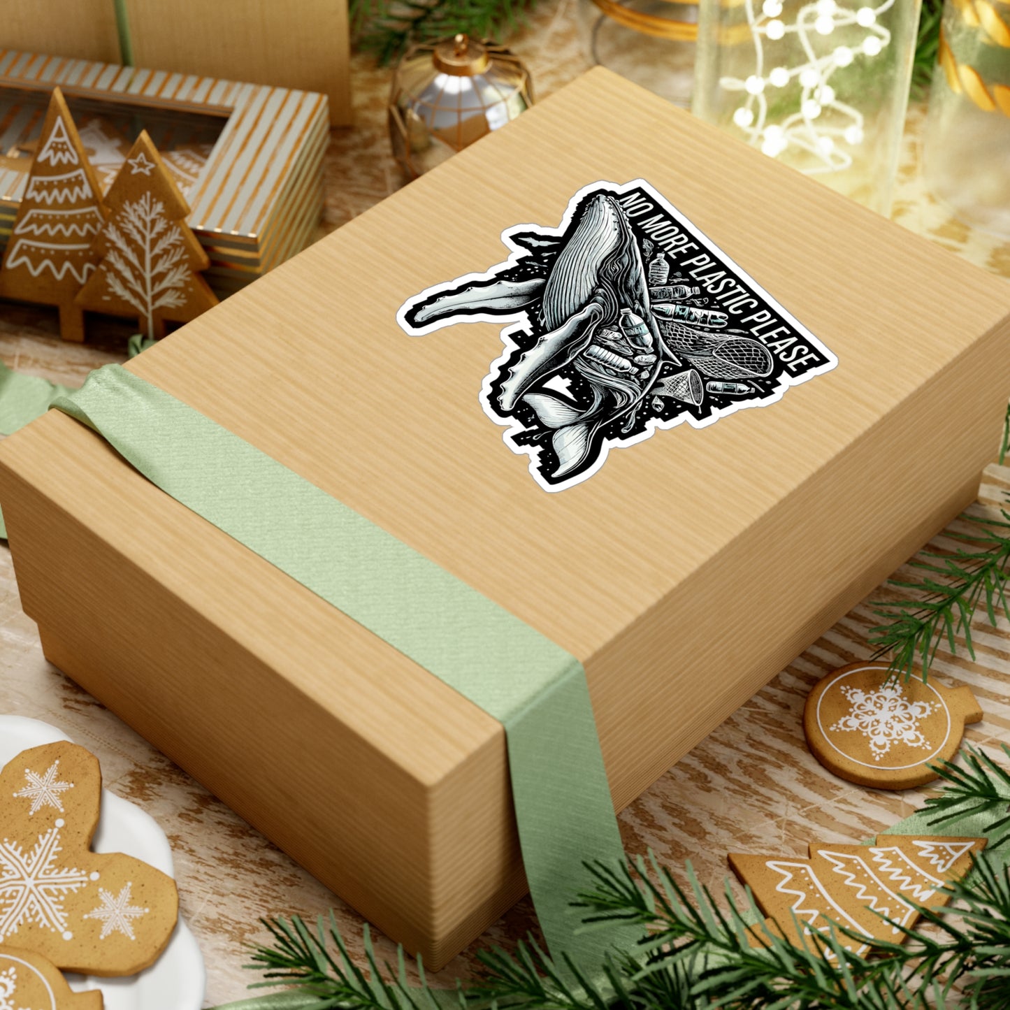 No More Plastic Please - Environment Sticker for Laptop Sticker. Water Bottle Sticker, Vinyl Earth Decal - Environment Gift