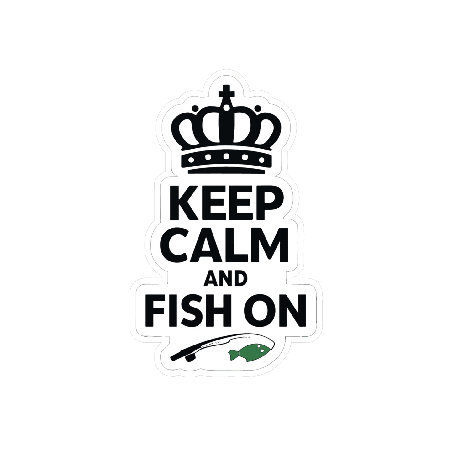 Fishing Sticker Keep Calm And Fish On – Waterproof Vinyl Decals for Laptop Water Bottle, Angling Lake Boating Design