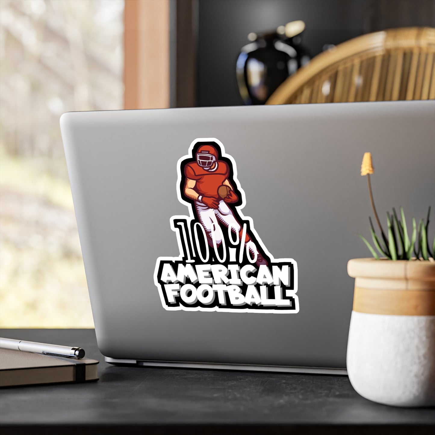 100% American football - Rugby Sticker for Wall, Laptop, Window, Truck, Car Rugby Gift Vinyl Football Decal Sticker