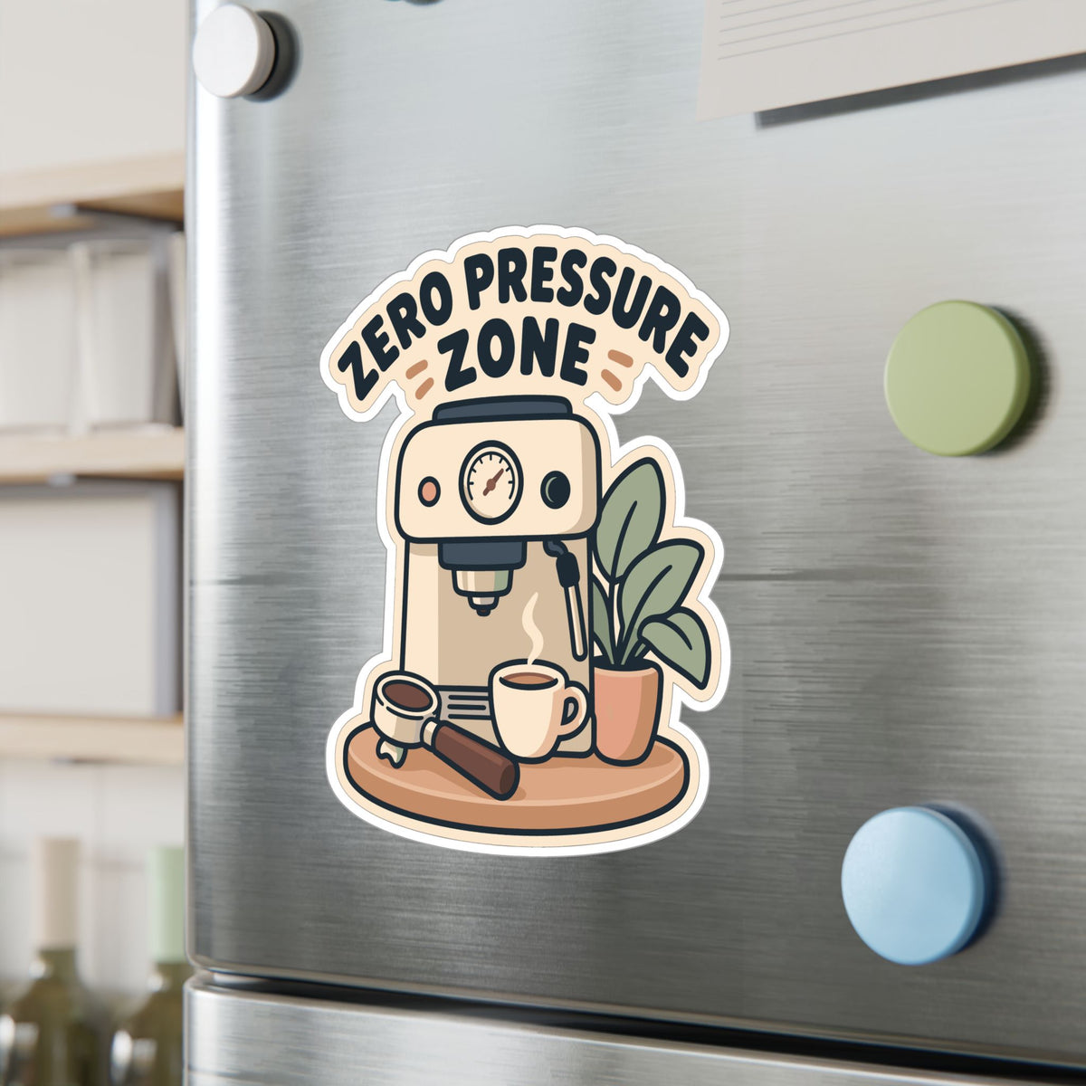 Espresso Sticker - Zero Pressure Zone Design, Coffee-Themed Decals for Grinder and Digital Scale