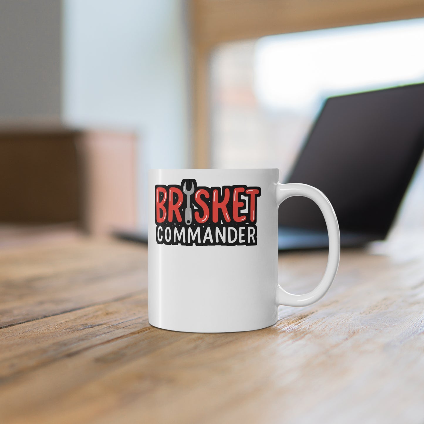 Brisket Commander BBQ Grillmaster - Burritos Mug for Coffee 11oz. Burritos Cup, White ceramic, Mexican Mug, Food Tea Cup - Burritos Gift