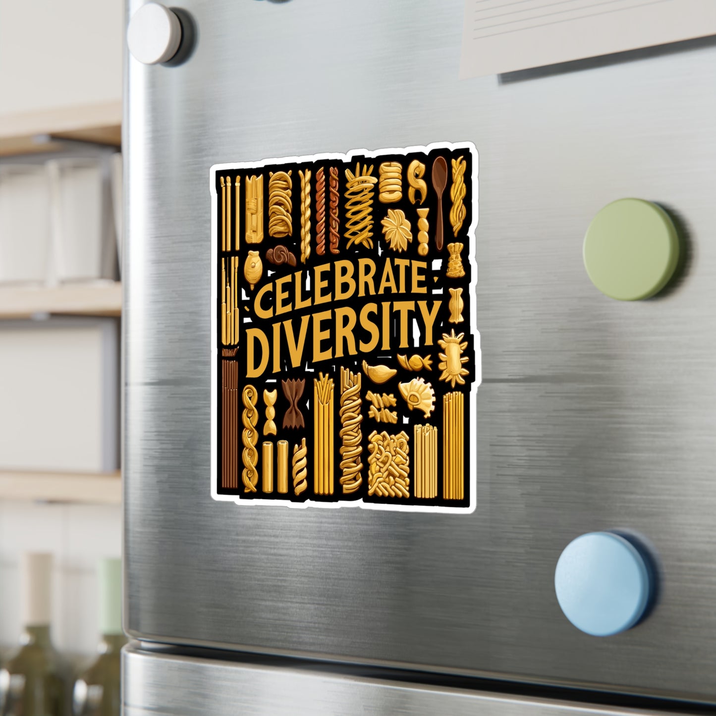 Celebrate Diversity - Pasta Sticker for Laptop Sticker. Water Bottle Sticker, Vinyl Diversity Decal - Pasta Gift