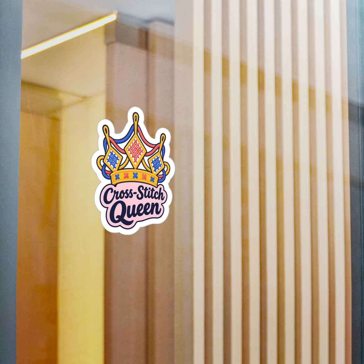 Embroidery Sticker - Cross-Stitch Queen Decals for Crafting, Needlework and Stitching Fans, Laptop and Water Bottle