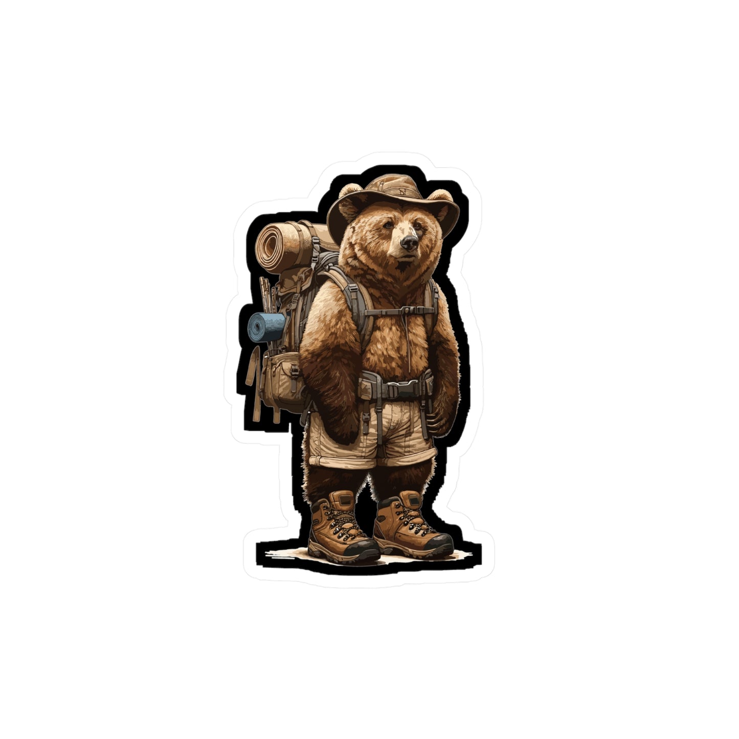 Hiking Bear - Bear Sticker for Car Window Laptop Sticker. Water Bottle Sticker, Vinyl Hiking Decal, Adventure Sticker - Bear Gift