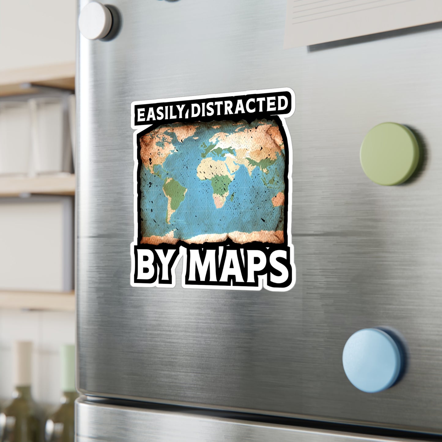 Easily Distracted By Maps | Geography Sticker | Geology Decals | Prehistoric Laptop Sticker | Geography Gift | Geology Gift