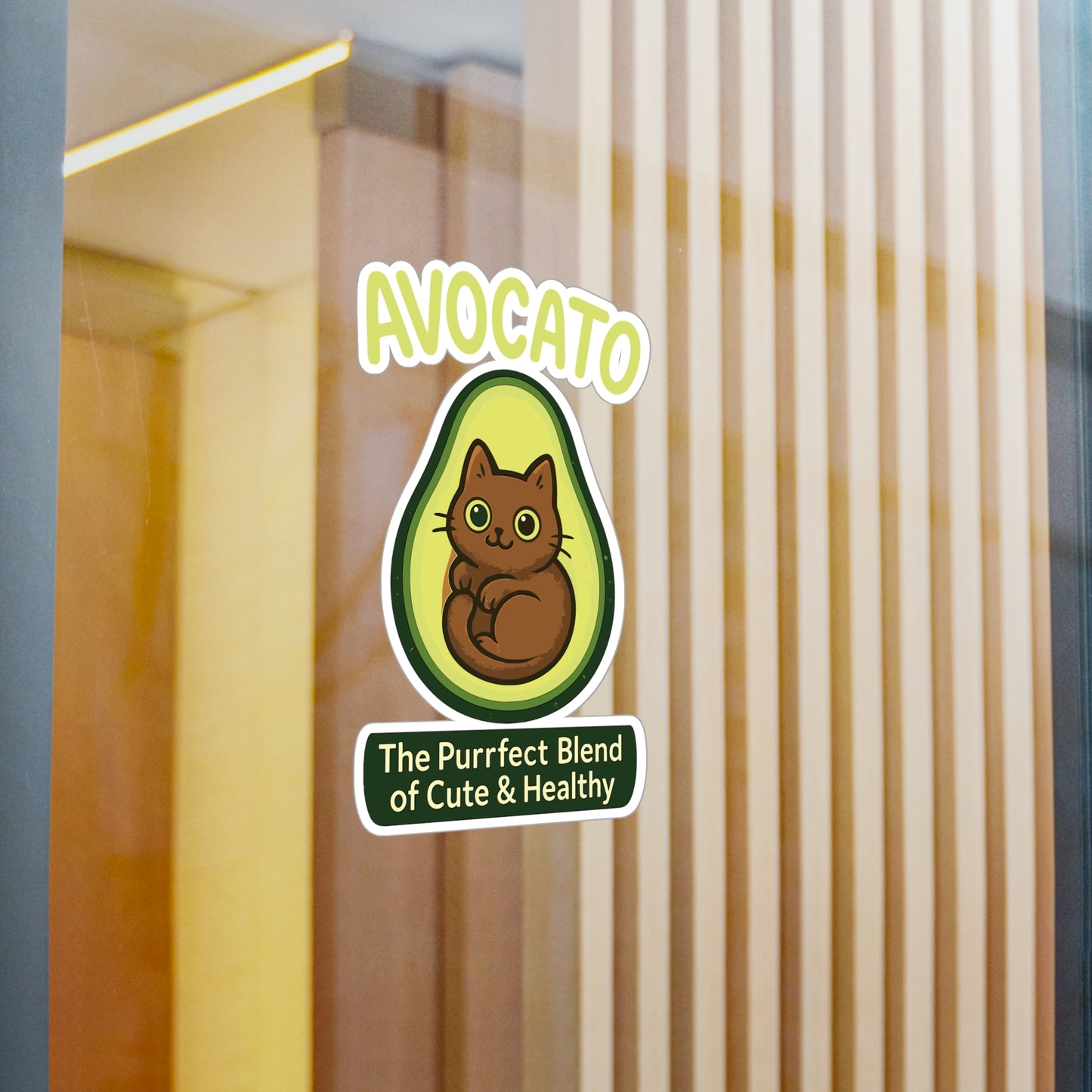 Avocado Cat Avocato Sticker Decals – Funny Fruit & Vegan Design for Laptop, Water Bottle, Guacamole Lovers, Cheese, Sandwich, Plant Protein