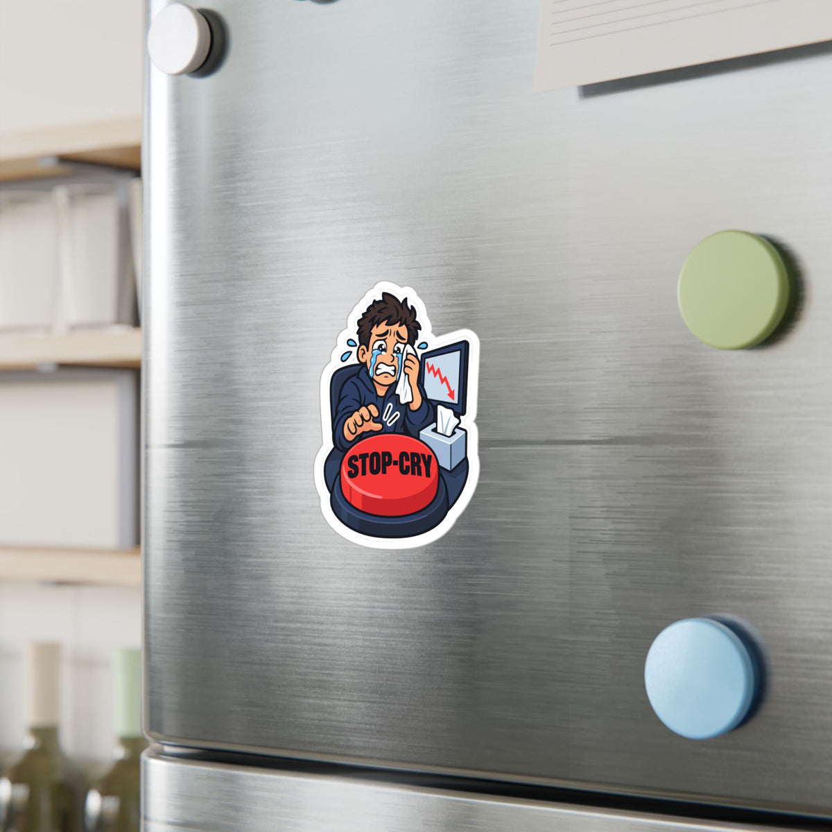 Day Trading Sticker – Stop-Cry Decals for the Stock Market and Forex Trader, for Laptop or Water Bottle