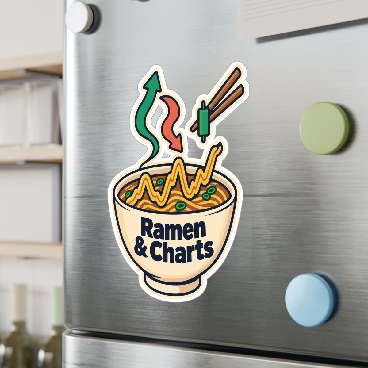 Day Trading Sticker - Ramen & Charts Design for the Stock Market and Forex Trader - Laptop and Water Bottle Decals