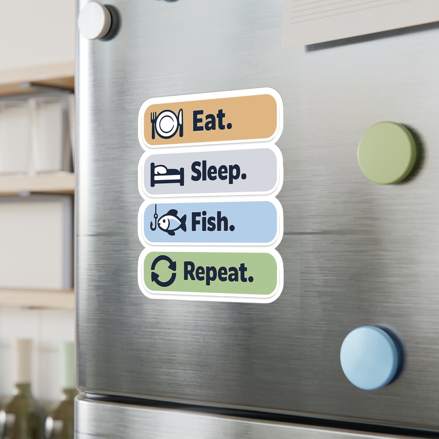 Fishing Sticker Eat. Sleep. Fish. Repeat. Waterproof Vinyl Decals for Laptop Water Bottle Angling Lake Boating Lovers