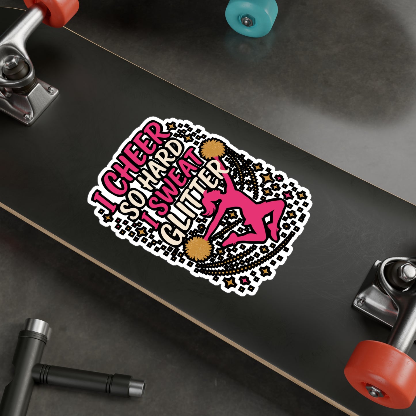 I Cheer So Hard I Sweat Glitter – Cheerleader Sticker for Laptop or Water Bottle | Vinyl Stadium Decal, Cheer Coach Gift