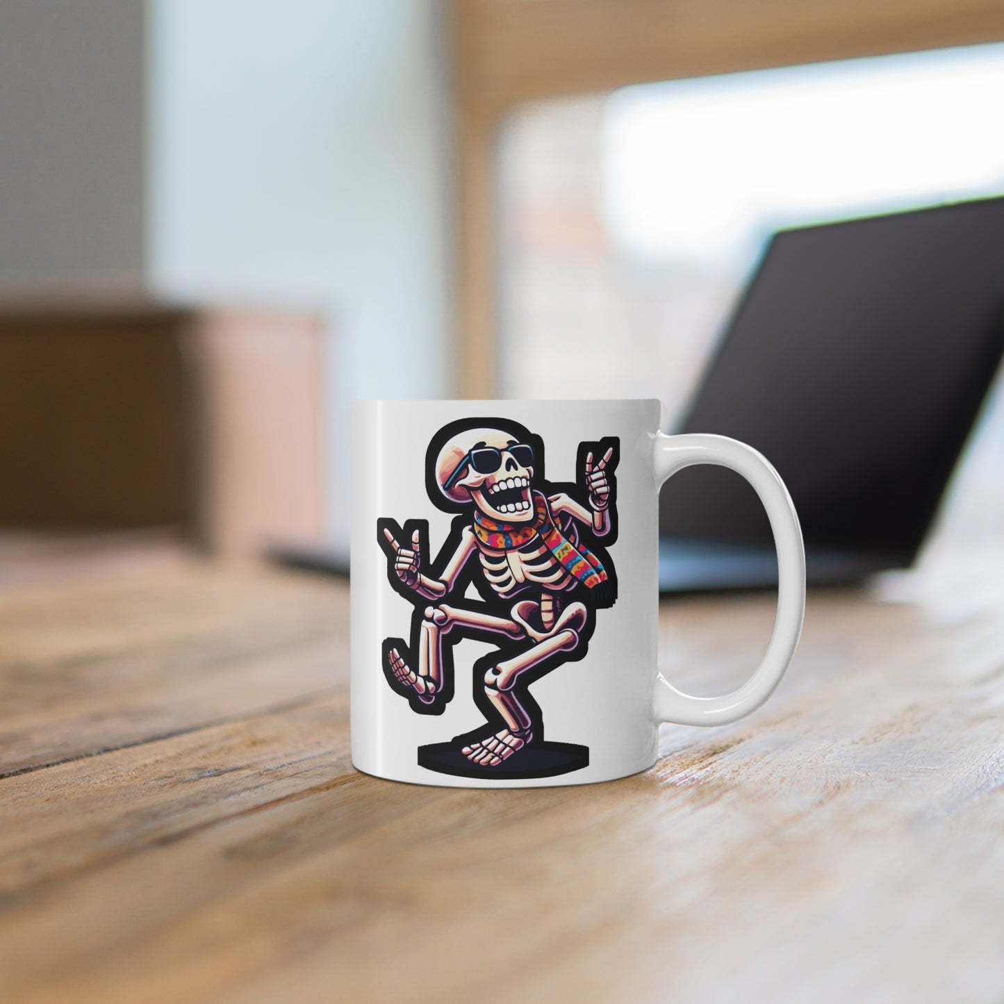 Dancing Skeleton - Skeleton Mug for Coffee 11oz. Skeleton Cup, White ceramic, Dancing Mug, Bones Tea Cup - Skeleton Gift