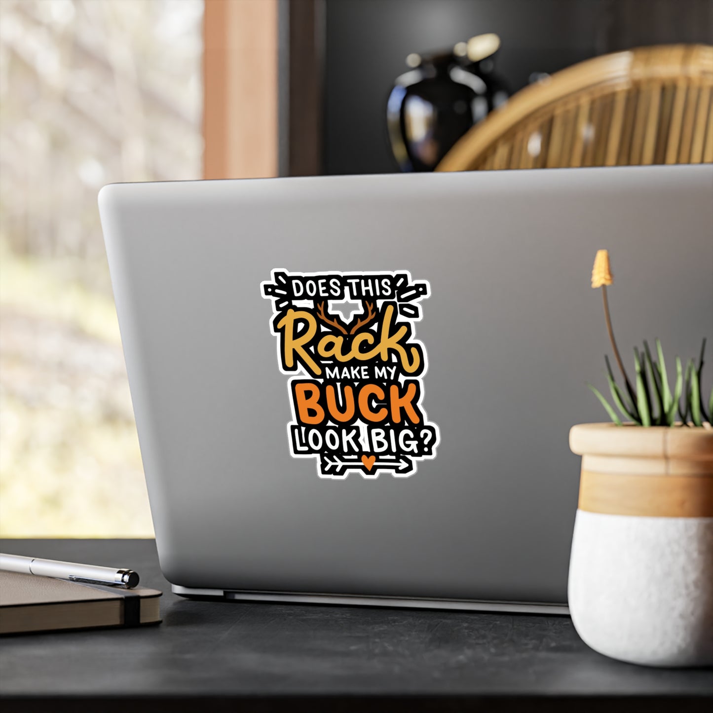 Does This Rack Make My Buck Look Big - Deer Sticker for Laptop Sticker. Water Bottle Sticker, Vinyl Venison Decal - Deer Gift