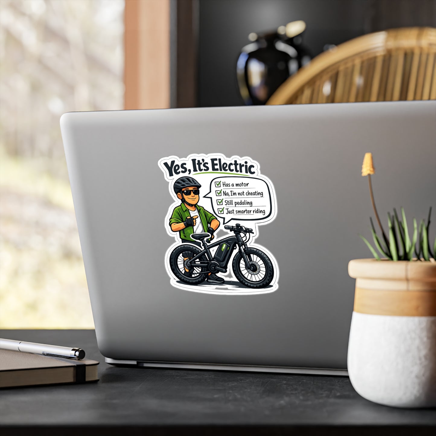 E-Bike Sticker Yes, It’s Electric - Waterproof Vinyl Decals for Electric Bike, Laptop, Water Bottle, eCycling e Cyclist